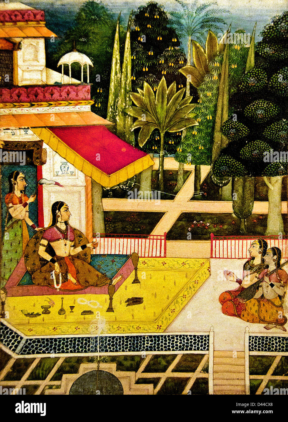 Lady genießen Musik 1760 Bikaner aus Rajasthan Rajasthan Indien Stockfoto