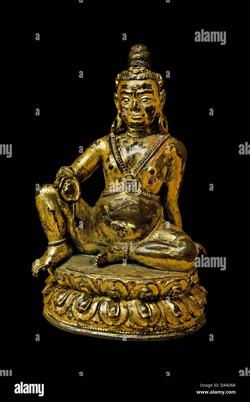 Jambhala (Kubera) der Gott der Fülle Tibet tibetische 17. Jahrhundert Buddhismus Stockfoto