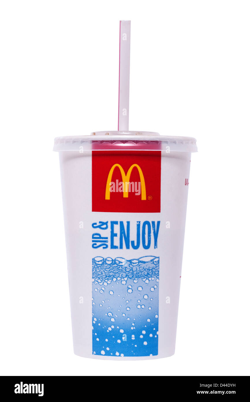Ein Mcdonalds-Getränk auf weißem Hintergrund Stockfoto