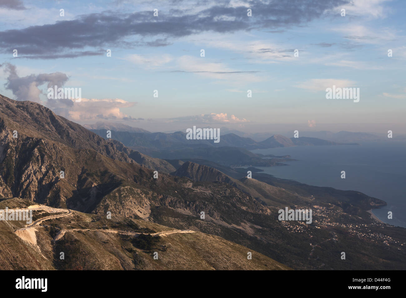 Blick vom Llogora Pass, albanische Riviera Stockfoto