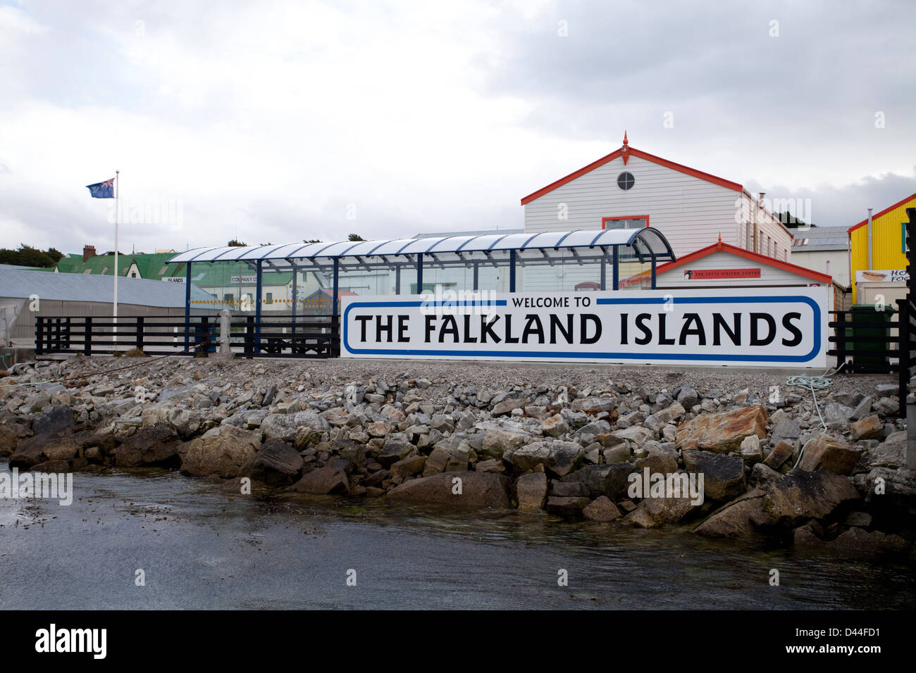 Die Anlegestelle in Port Stanley auf den Falklandinseln. Stockfoto