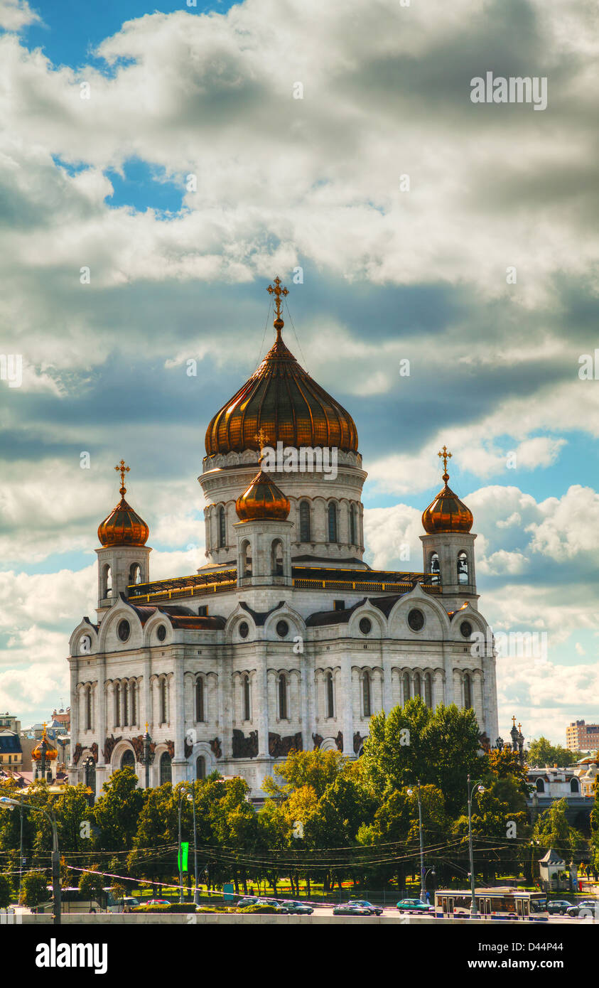 Tempel von Christus dem Erlöser in Moskau an den sonnigen Tag Stockfoto