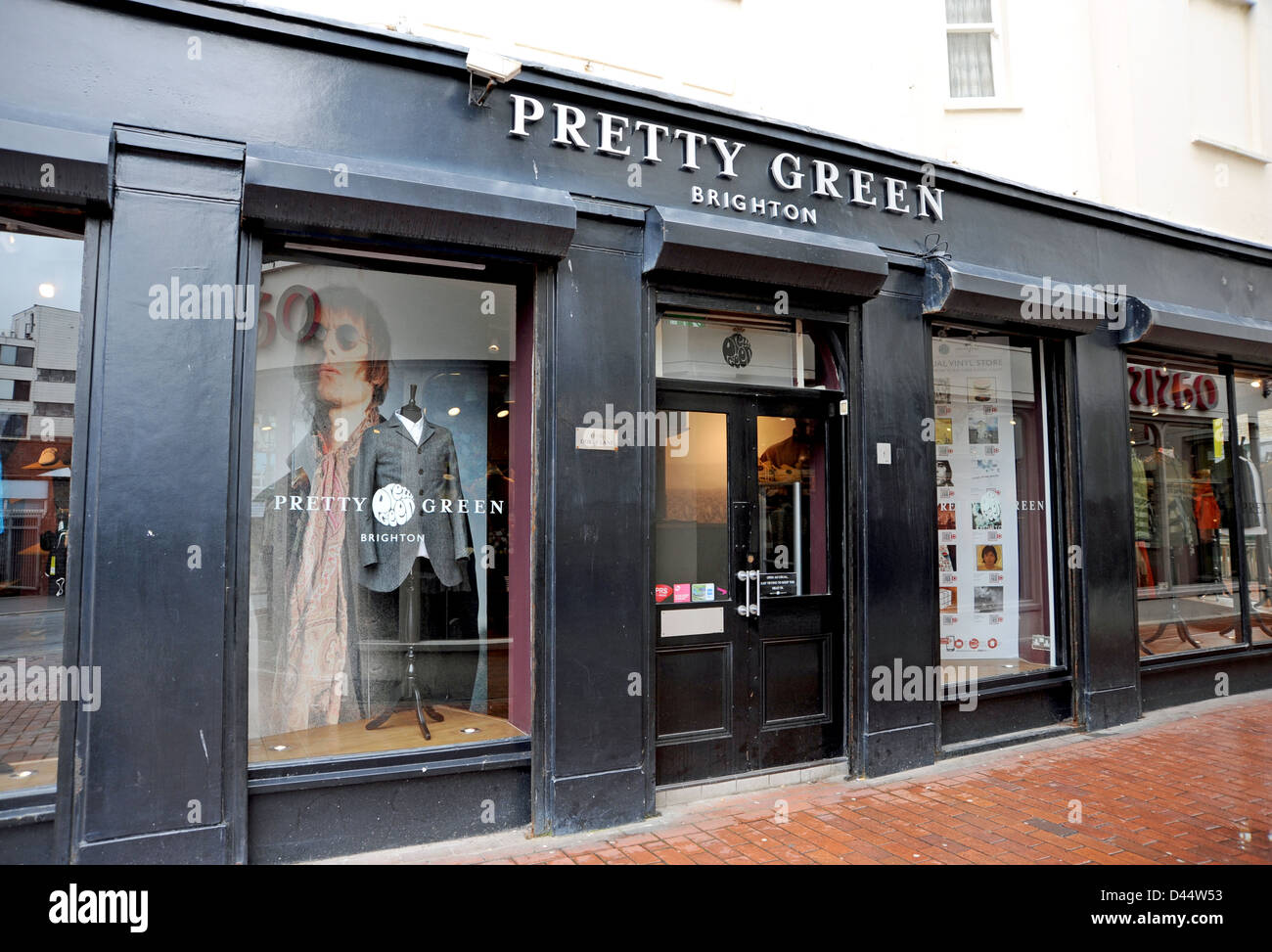 Ziemlich grün Modeboutique Liam Gallagher ist ein Partner in Brighton UK Stockfoto