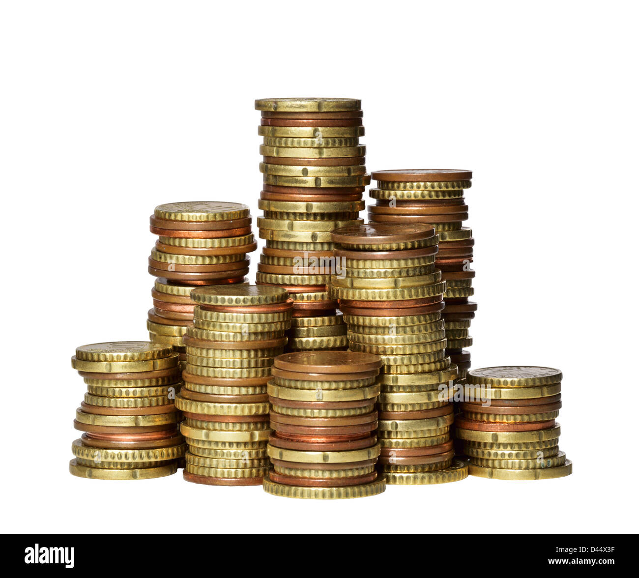 Gruppe von Euro Münze Goldgrund Stockfoto