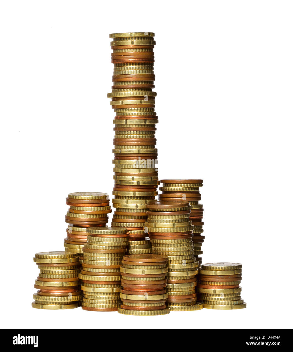 Haufen von golden Euro-Cent-Münze Stockfoto