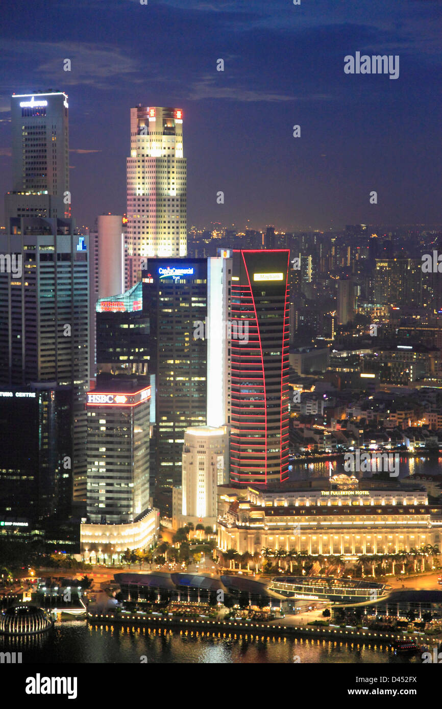 Skyline von Singapur, Central Business District, Fullerton Hotel, Stockfoto