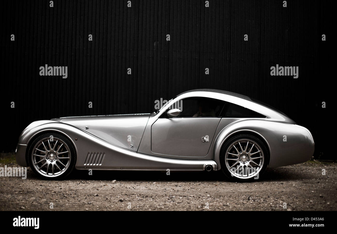 Silber metallic Morgan AeroMax Auto-Seitenansicht Stockfoto
