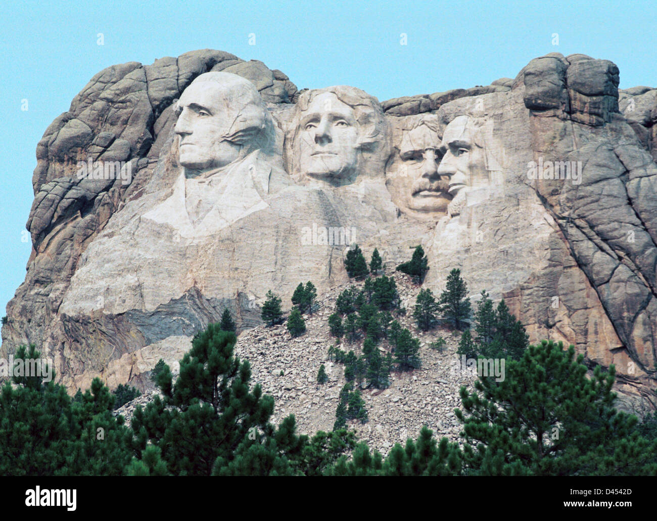 Mount Rushmore Skulpturen des Präsidenten Washington, Jefferson, Roosevelt und Lincoln Black Hills South Dakota, USA, Mount Rushmore, Stockfoto