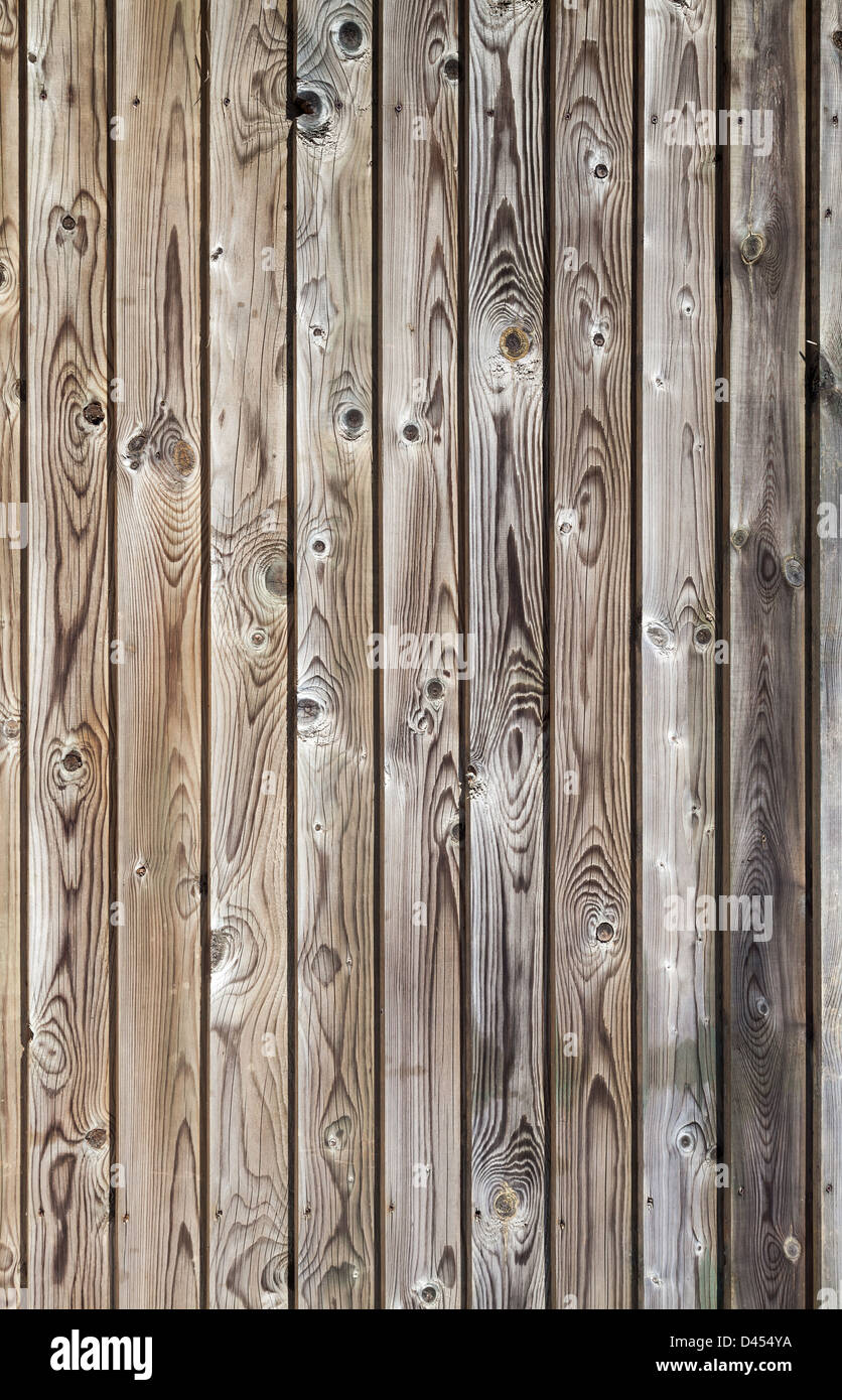 Vertikale ungefärbt verwitterte graue Holz Futter Bretter Stockfoto