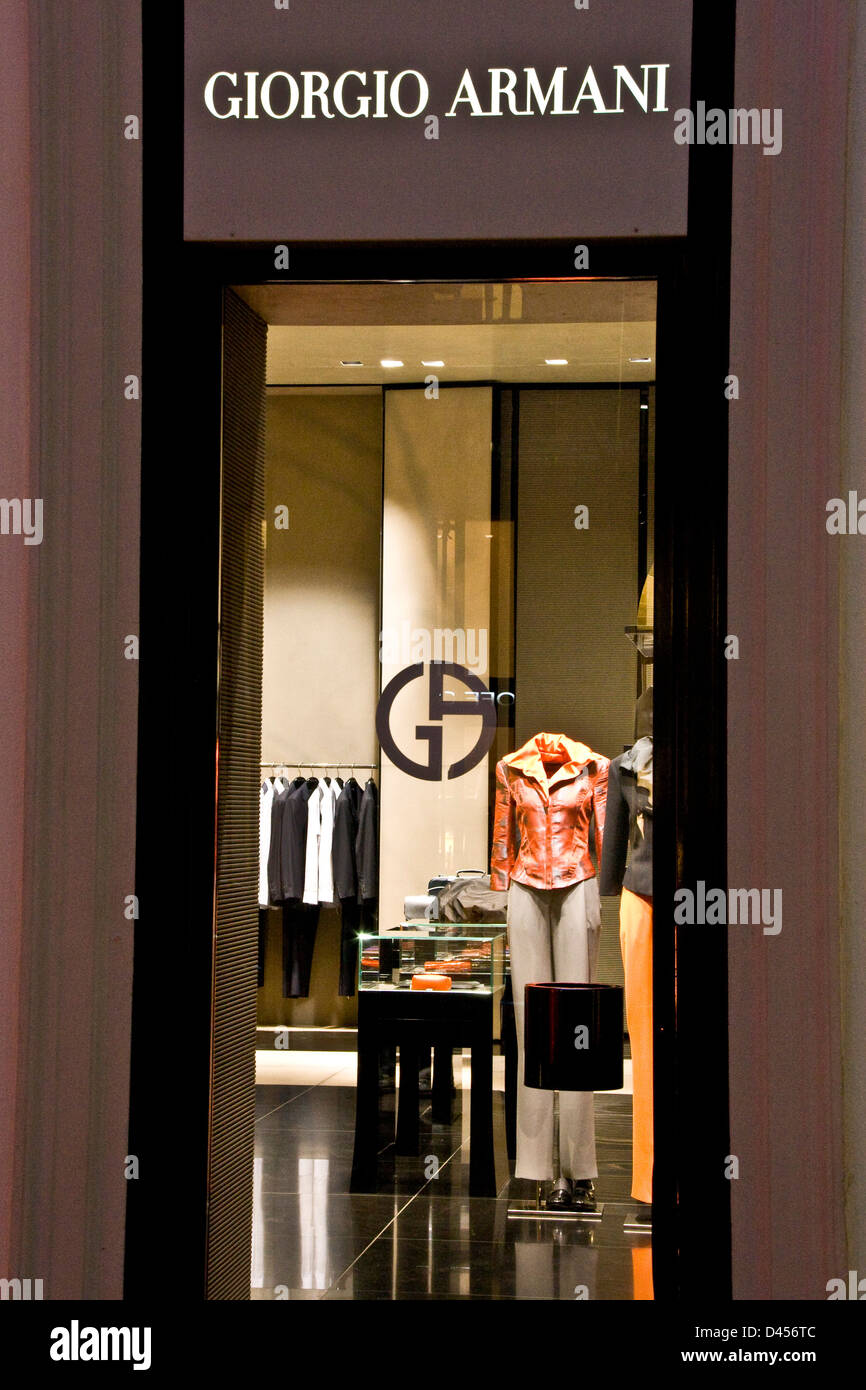 Giorgio Armani Boutique Designer Shop Mailand Lombardei Italien Europa Stockfoto