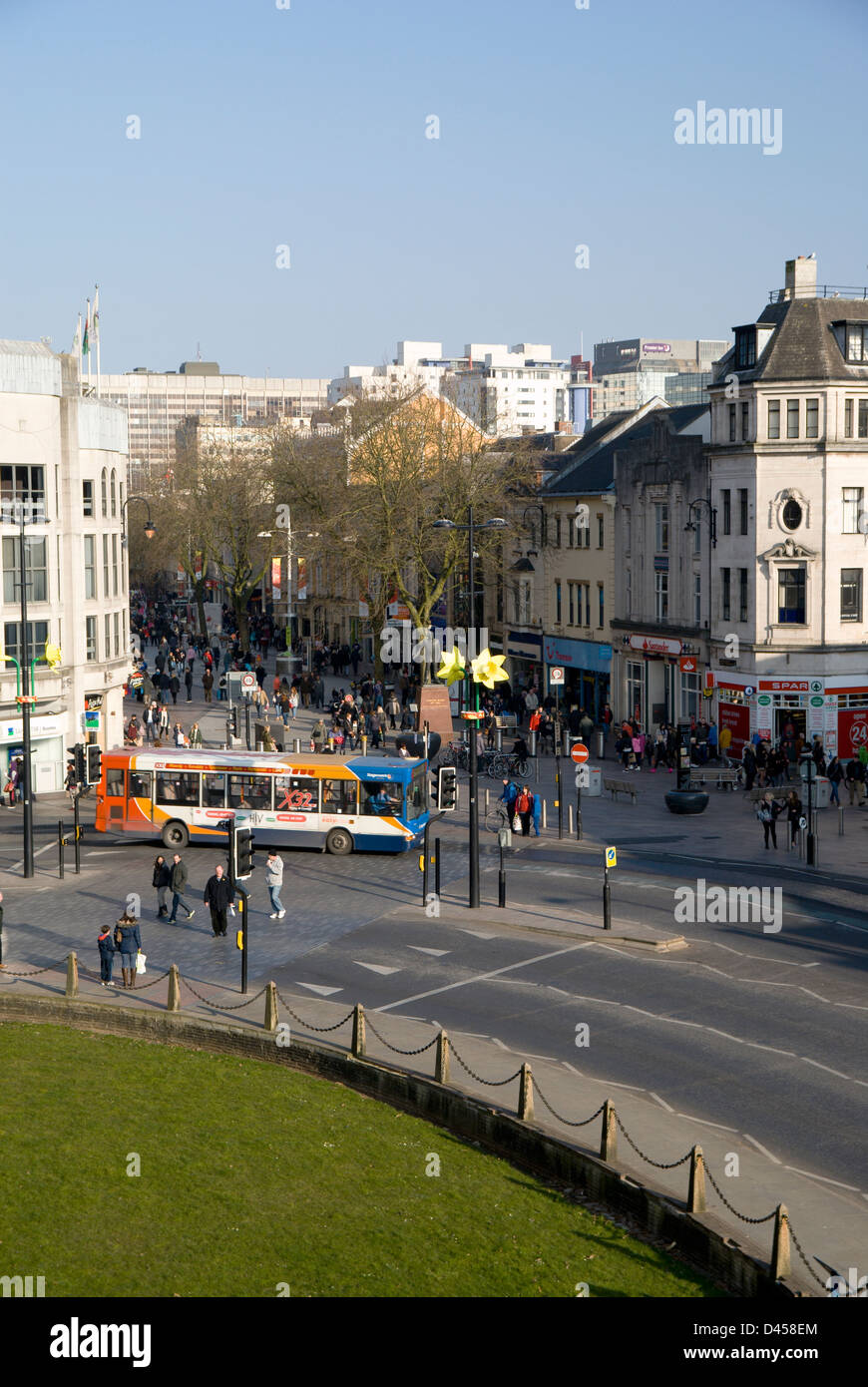 Cardiff Straßenszene aus der Burg-wales Stockfoto