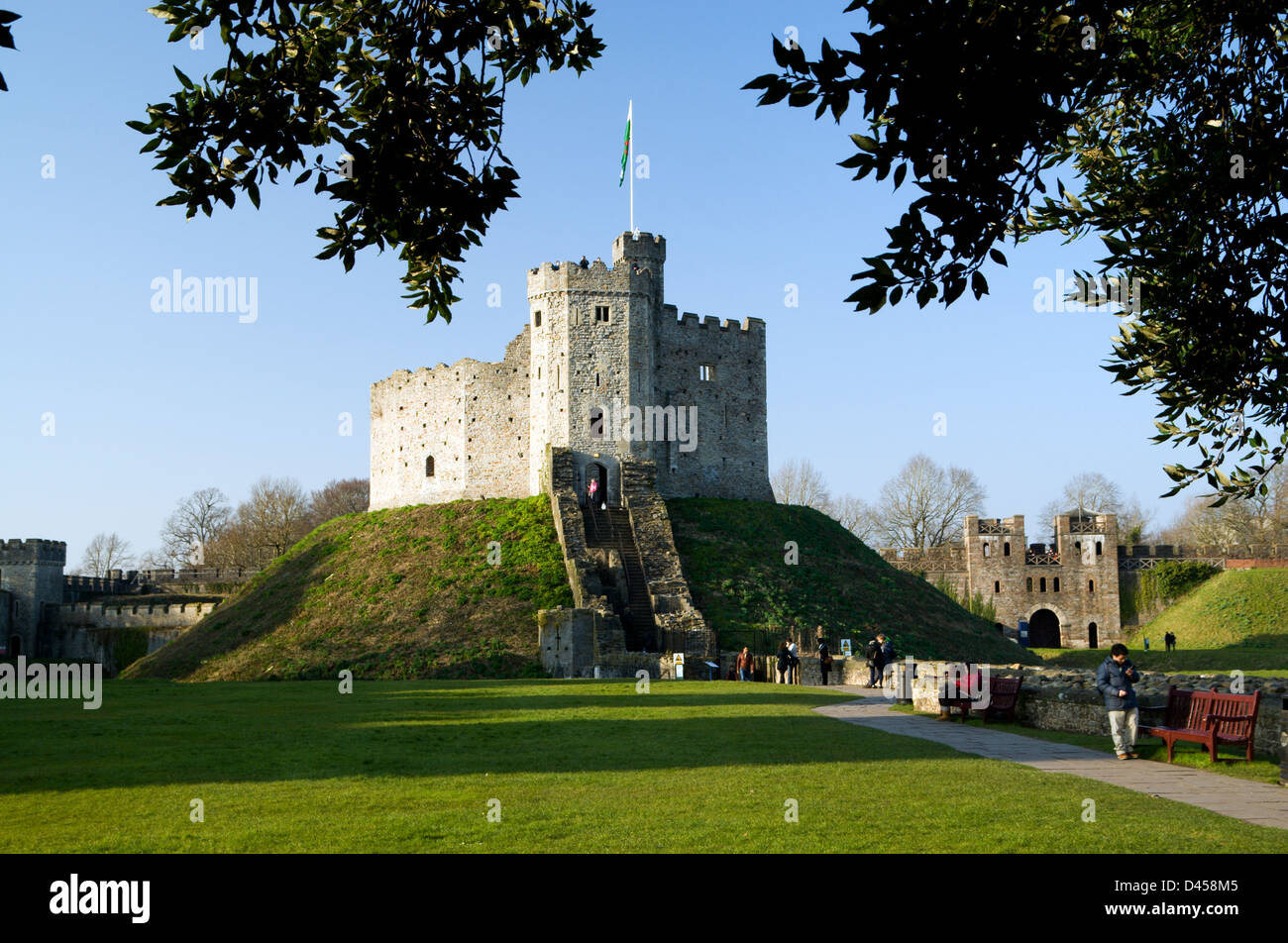 Norman halten, Schloss von Cardiff, Cardiff, Glamorgan, Wales, UK. Stockfoto