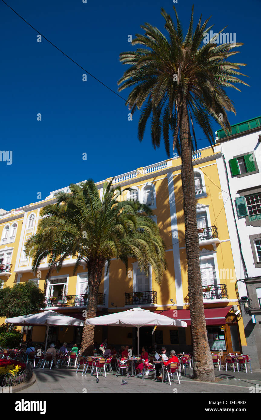 Cafe Terrasse des Hotel Madrid am Plazoleto Cairasco Square Triana Viertel Las Palmas Stadt Gran Canaria Insel der Kanaren Stockfoto