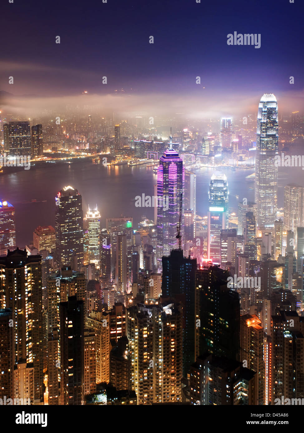 Hong Kong bei Nacht Stockfoto