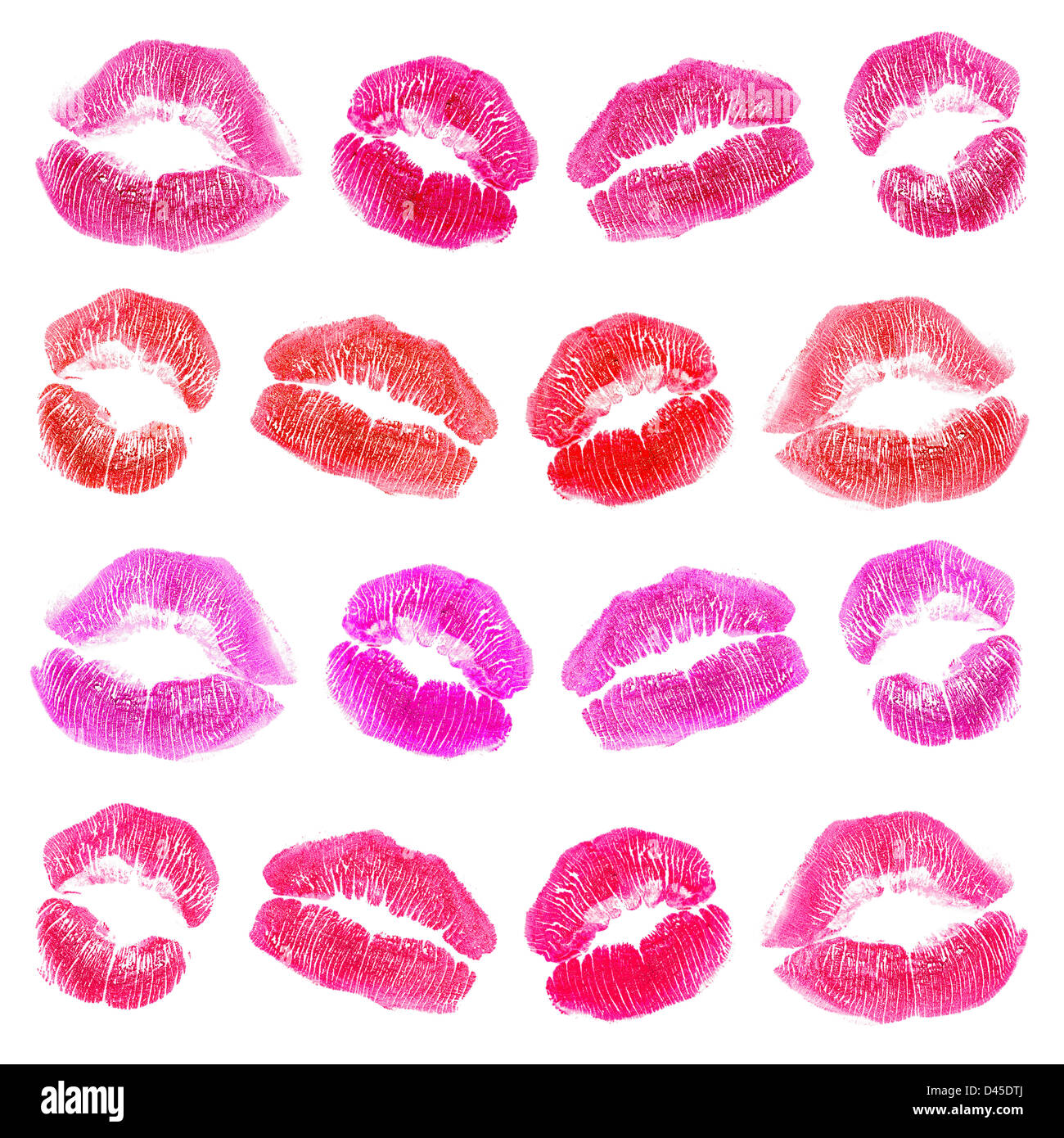 Lippenstift Marken gesetzt. Isoliert auf weißem Hintergrund. Stockfoto