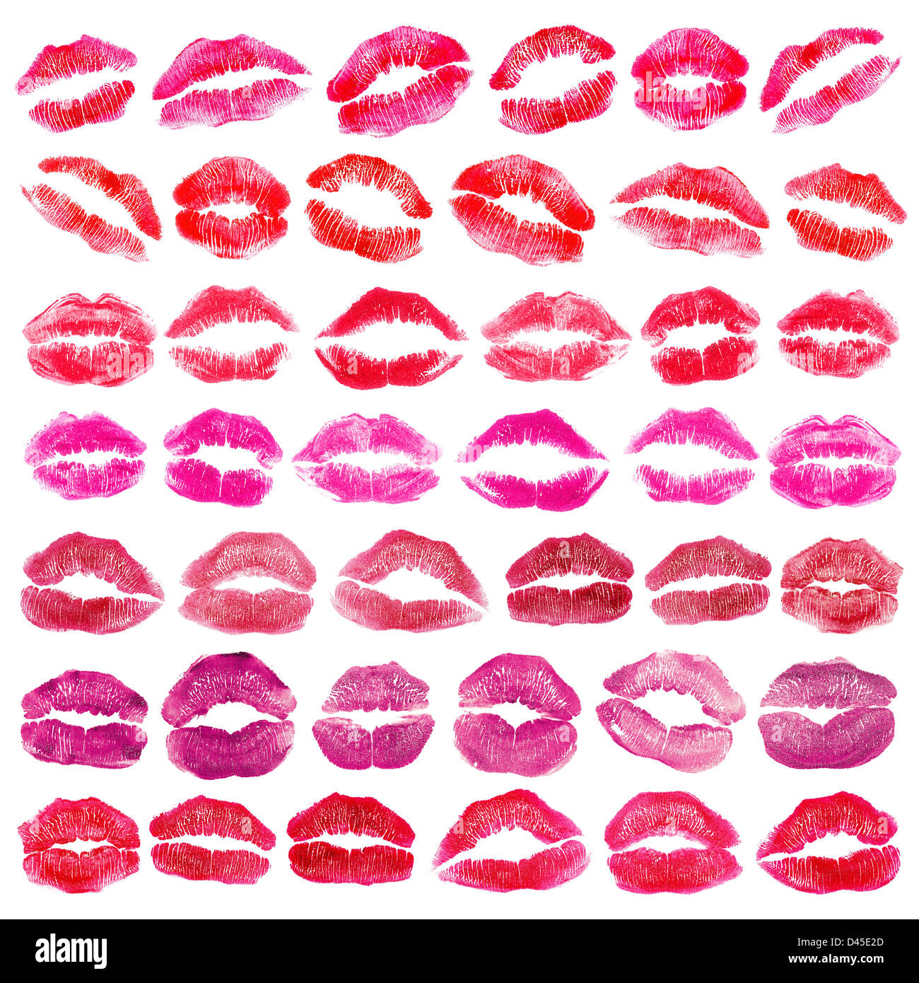 Lippenstift Marken gesetzt. Isoliert auf weißem Hintergrund. Stockfoto
