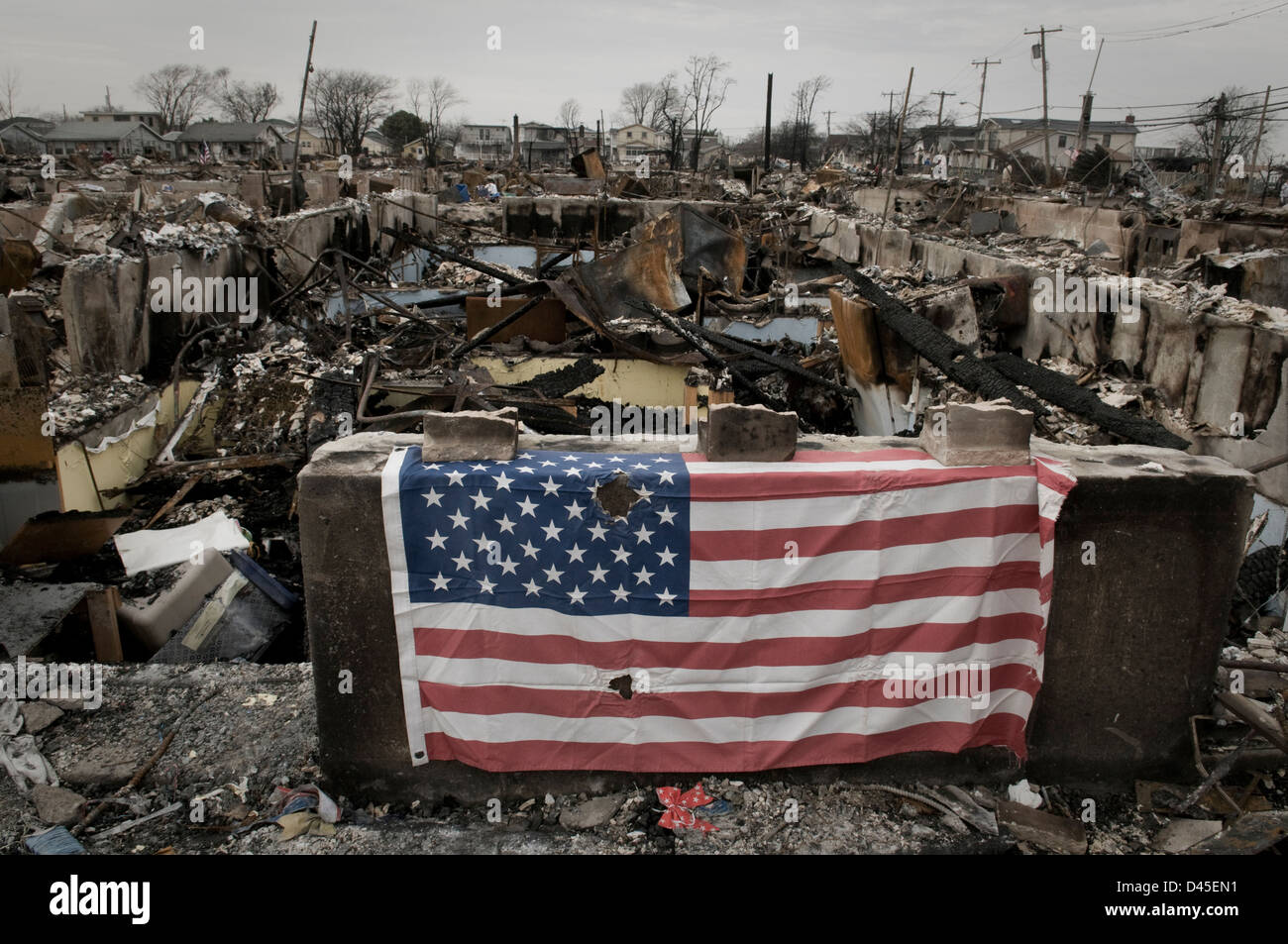 Hurrikan Sandy Afthermath in luftigen Point, New York. Stockfoto