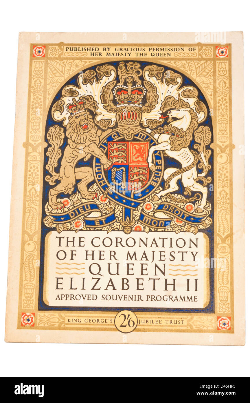 Die Krönung ihrer Majestät Königin Elizabeth II genehmigt Souvenir Programm Stockfoto