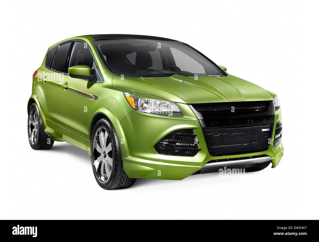 Führerschein erhältlich unter MaximImages.com - Green 2013 Ford Escape HPP SUV, isoliert auf weißem Hintergrund Stockfoto