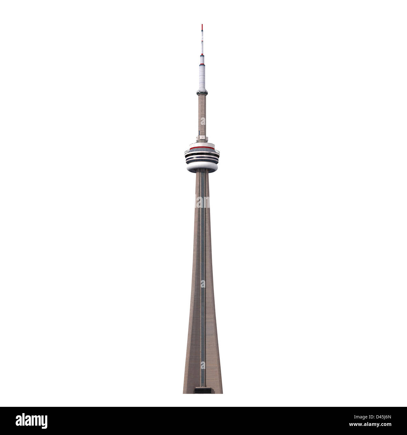 CN Tower in Toronto Ausschnitt auf weißem Hintergrund. Fotorealistische 3D Darstellung. Stockfoto