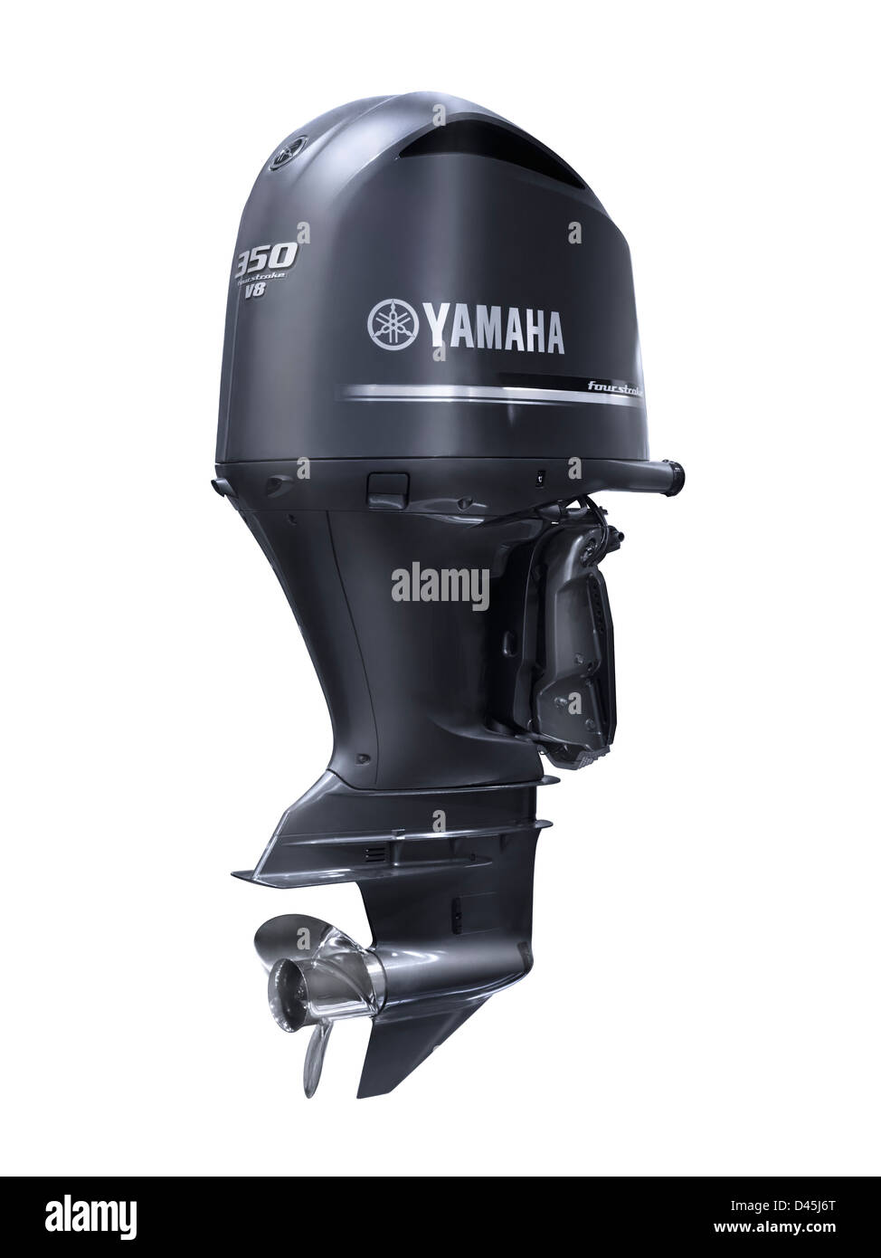 Yamaha F350 Außenborder Boot motor 4-Takt V8 Motor F350 5,3 L isoliert auf weißem Hintergrund mit Beschneidungspfad Stockfoto