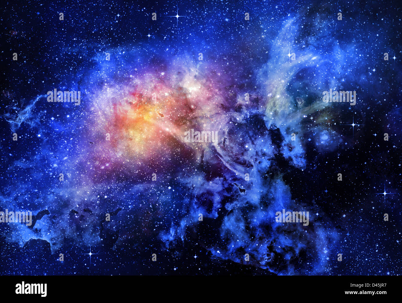 tiefen Weltraum Hintergrund mit Sternen und Nebel Stockfoto