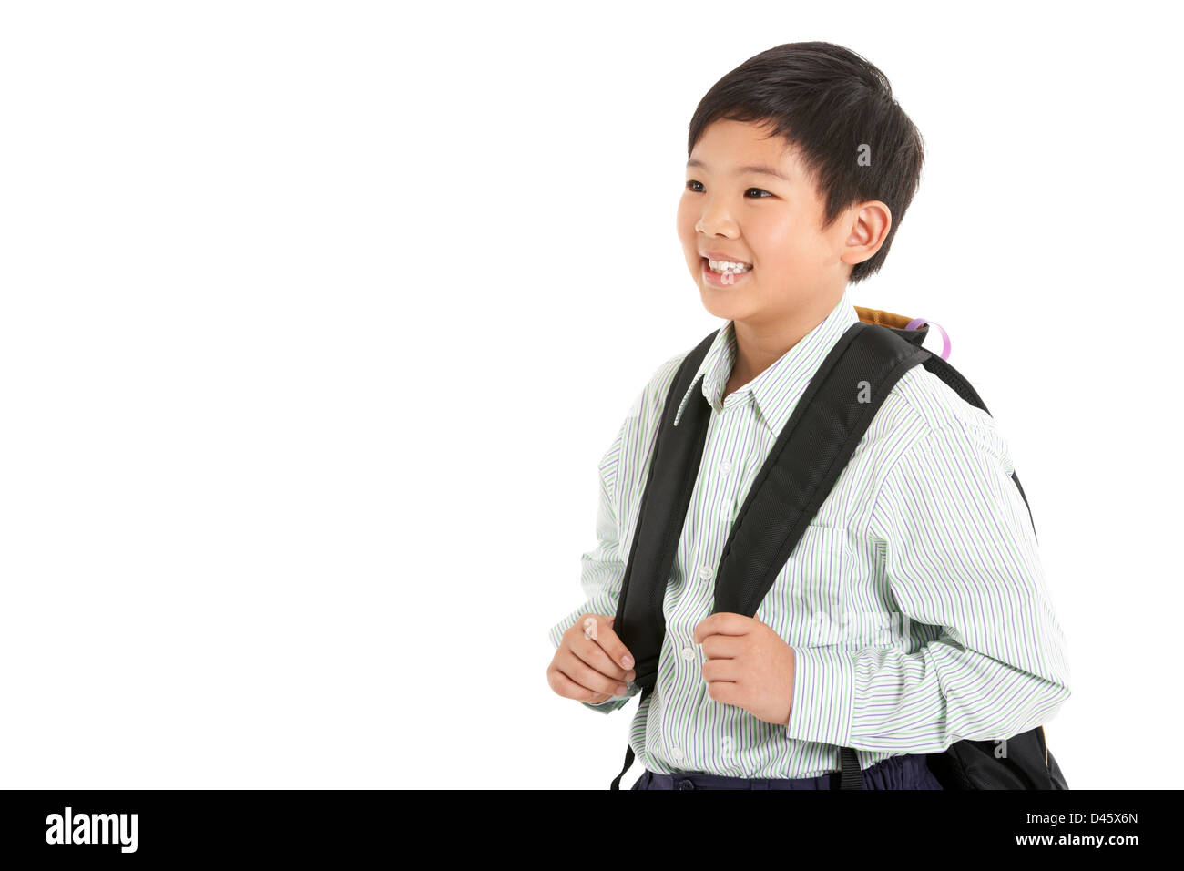 Studioaufnahme des chinesischen jungen In Schuluniform Stockfoto