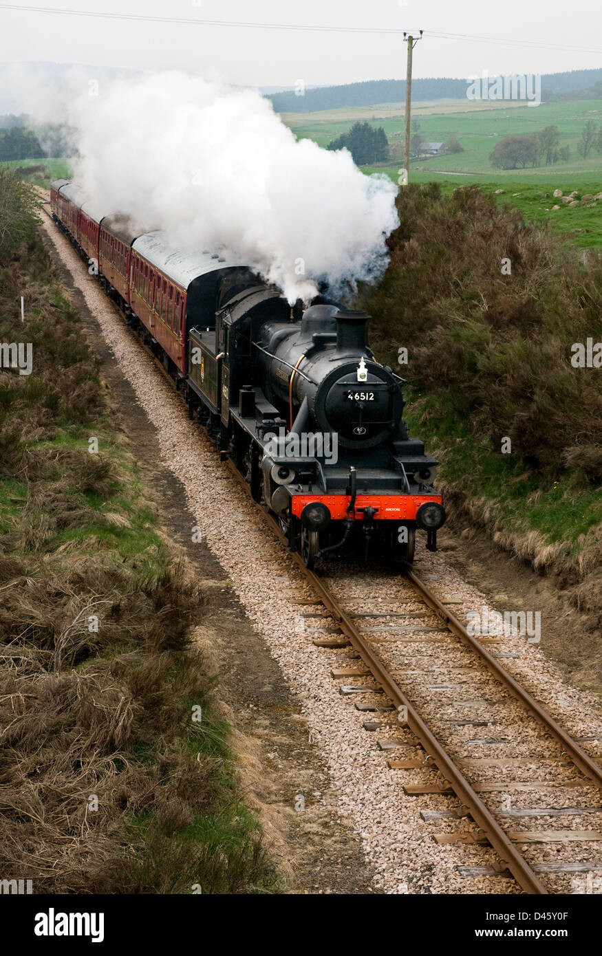 Dampflokomotive, Lms Ivatt, 46512, 2MT, 2-6-0, Strathspey Dampfeisenbahn, Hochland, Schottland Stockfoto