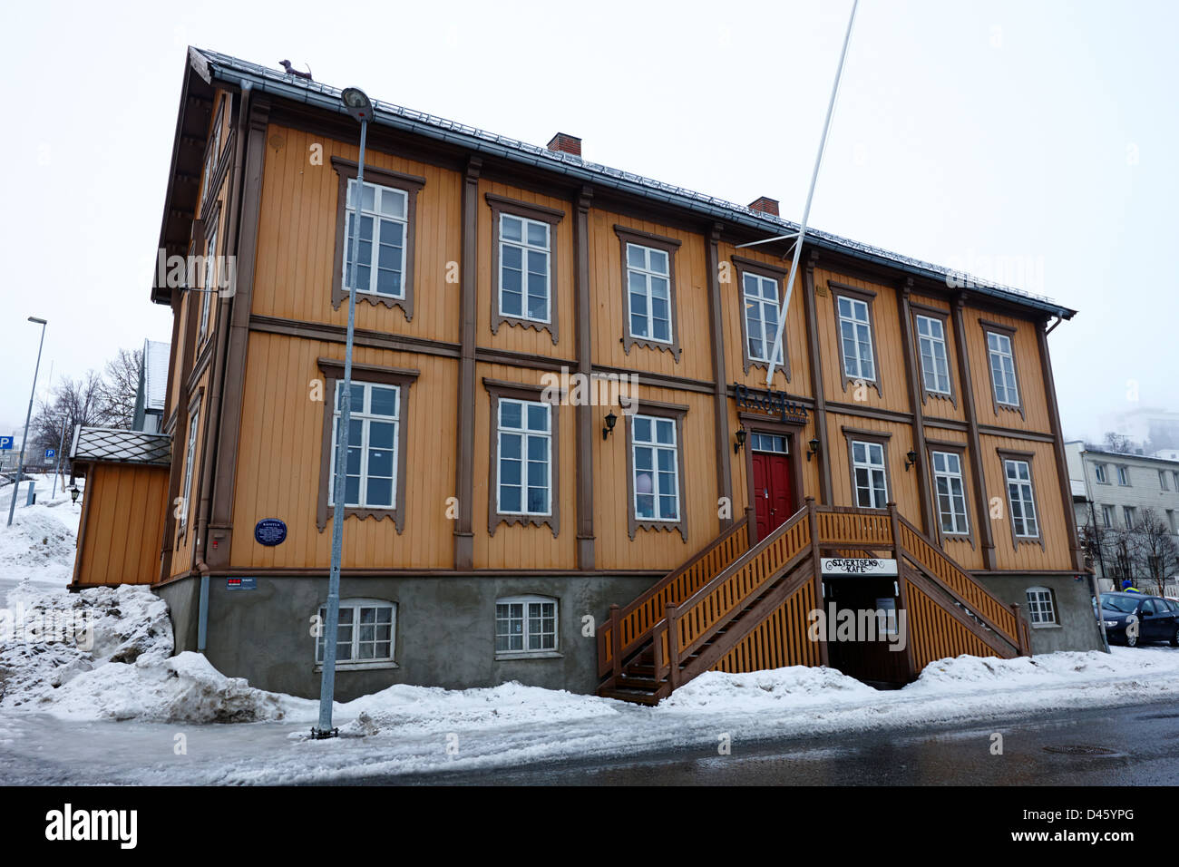 Radstua Teaterhus Theater altes Rathaus Polizeistation und Gefängnis Tromso Troms-Norwegen-Europa Stockfoto