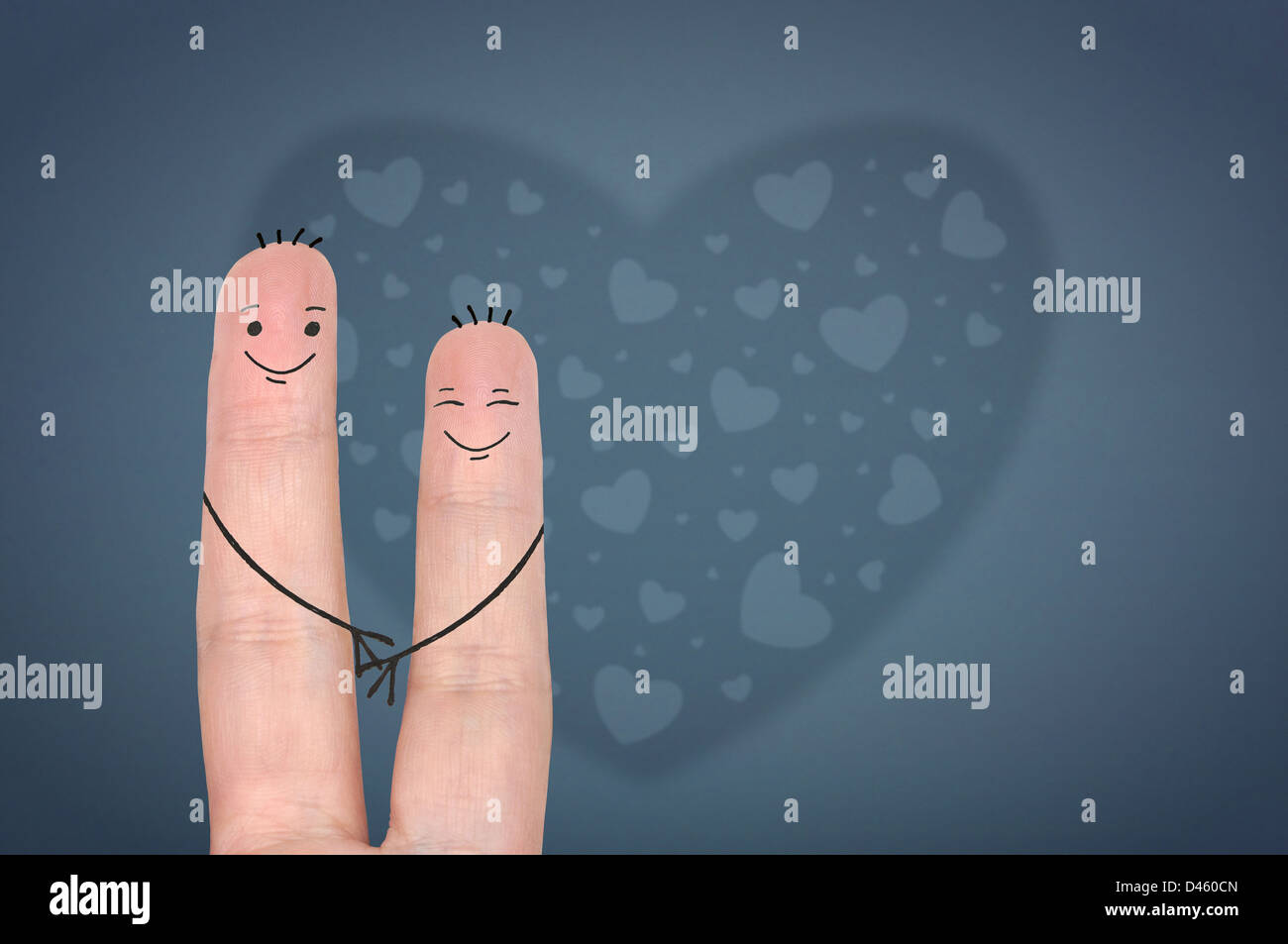 Finger, glücklich verliebt. Zwei jungen, homosexuellen Paaren. Stockfoto