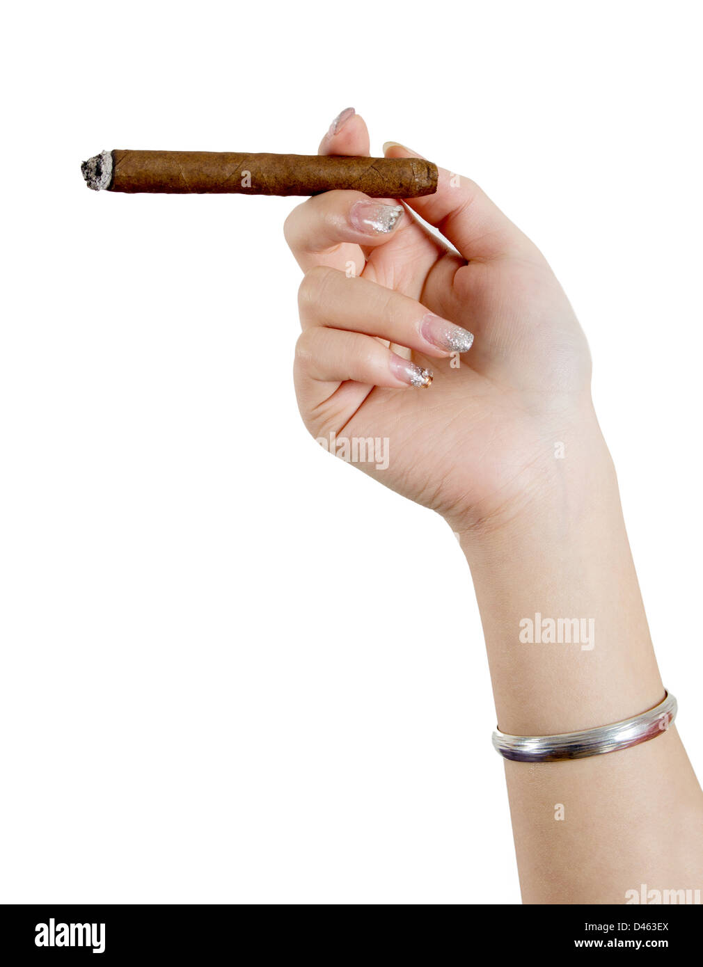 Close-up Hand und einer Zigarre Stockfoto