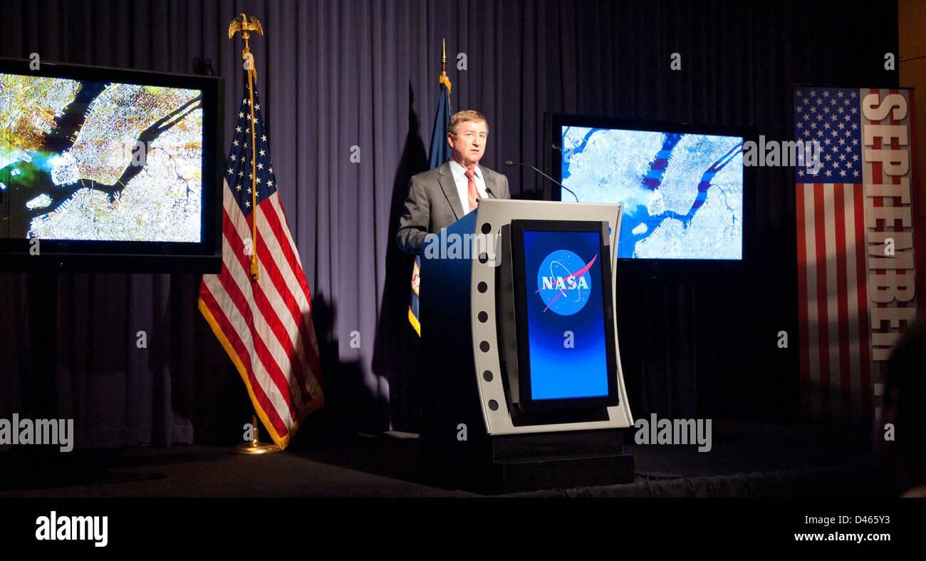 Die NASA feiert den zehnten Jahrestag des Jahres 9/11 in ihrem Hauptquartier in Washington, D.C. und reflektiert die Auswirkungen des tragischen Ereignisses und die Rolle der Raumfahrtbehörden in der Zeit nach 9/11. Stockfoto