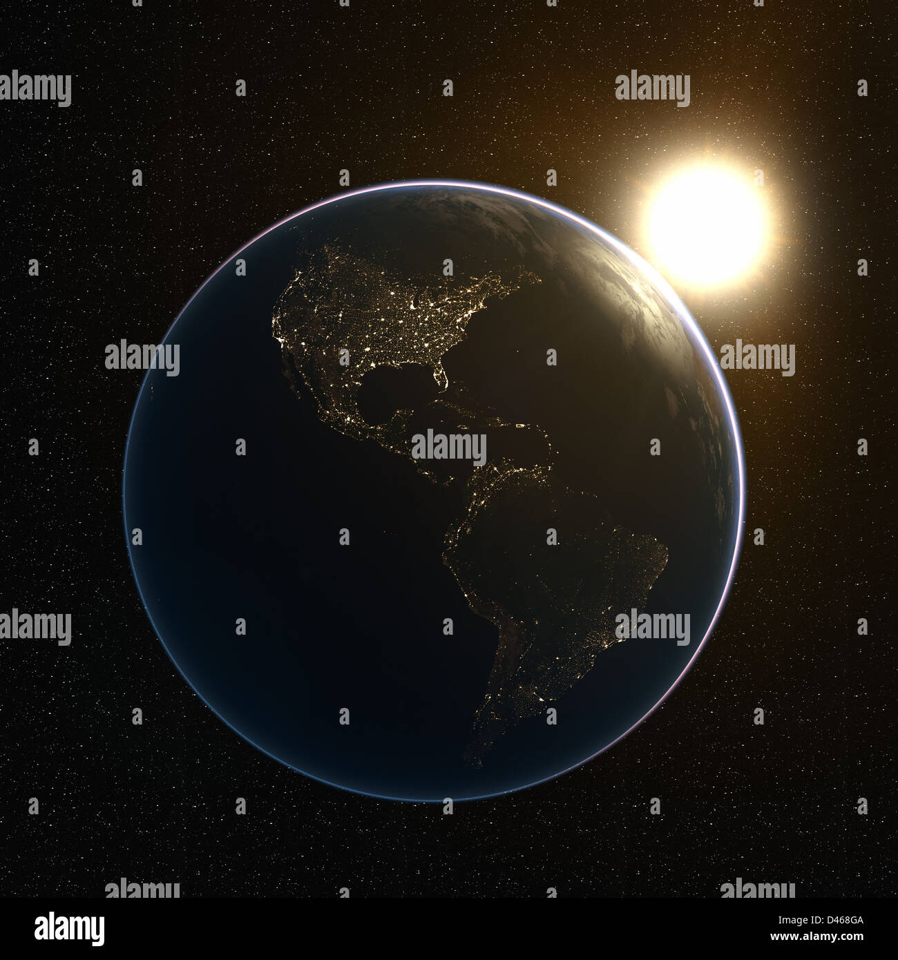 Amerikas Lichter in der Nacht. Earth Karten mit freundlicher Genehmigung von NASA: http://visibleearth.nasa.gov/ Stockfoto