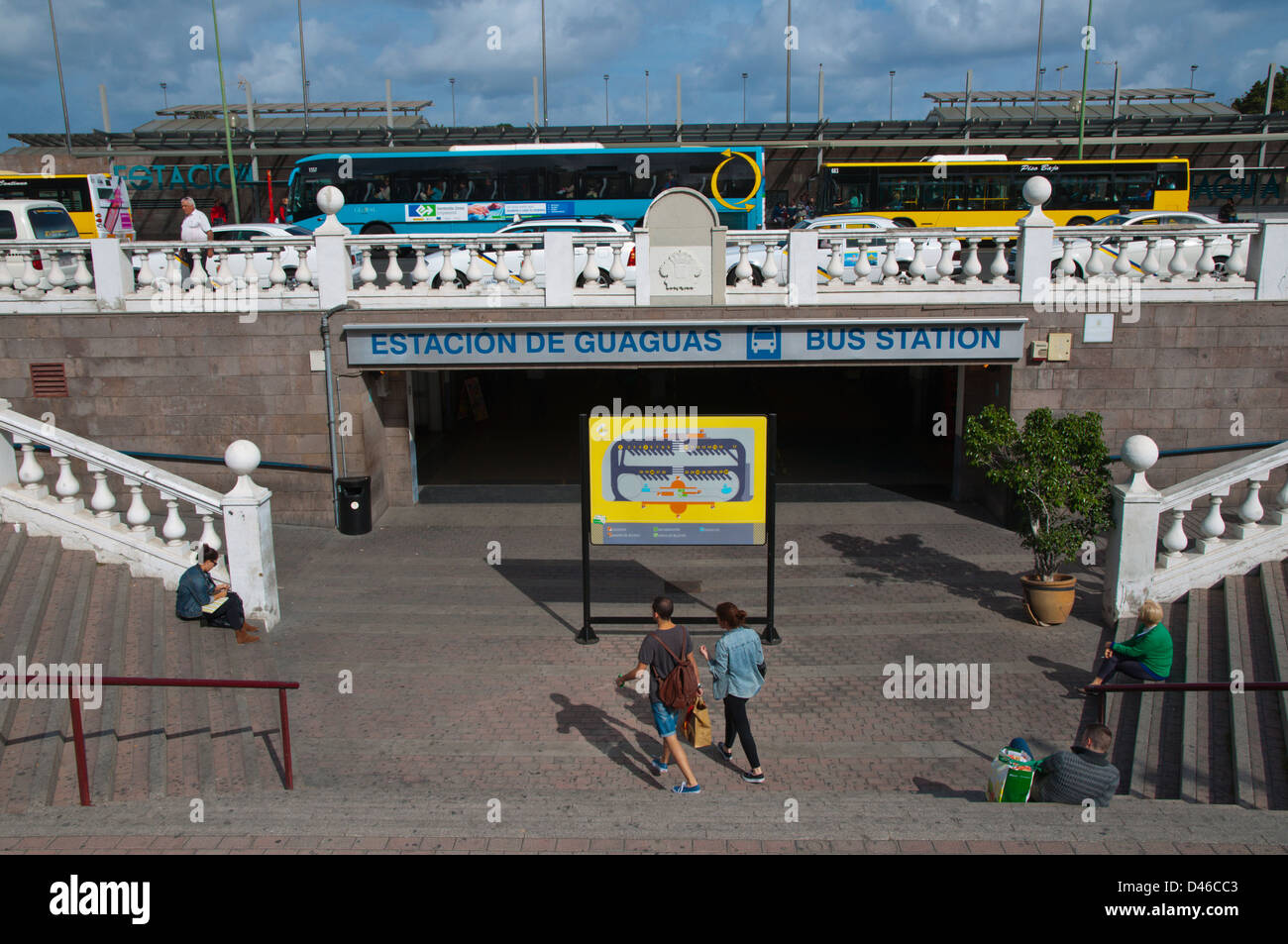 Estacion de Guaguas Bus Station Parque San Telmo quadratische Triana Viertel Las Palmas Stadt Insel Gran Canaria Spanien Stockfoto