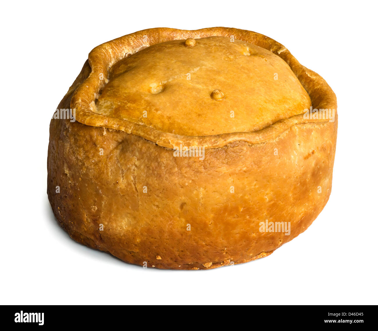Riese (fast 1kg) echte Melton Mowbray Pork Pie von Ye Olde Pie Shoppe, Melton Mowbray, Leicestershire, UK Stockfoto