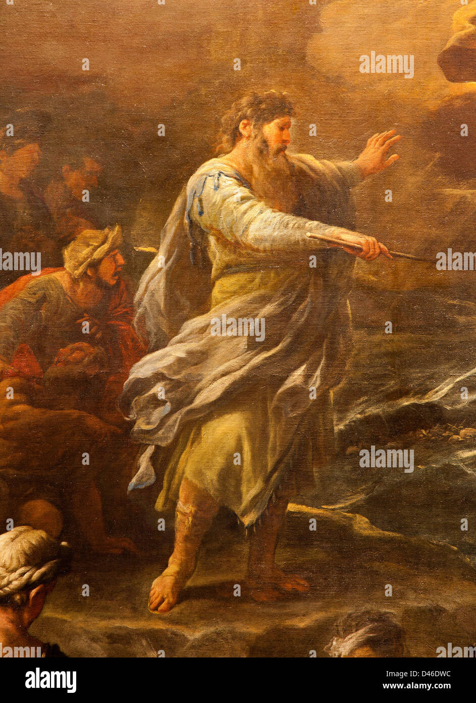 BERGAMO - 26 Januar: Moses von Paint "Passaggio del Mar Rosso" von Luca Giordano. Überquerung des Roten Meeres Stockfoto