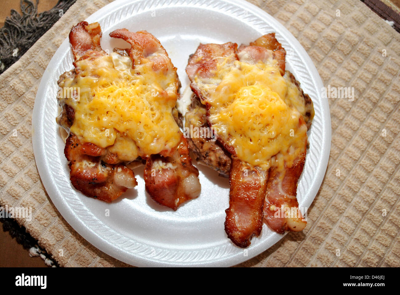 Redneck Bacon Cheeseburger Stockfoto