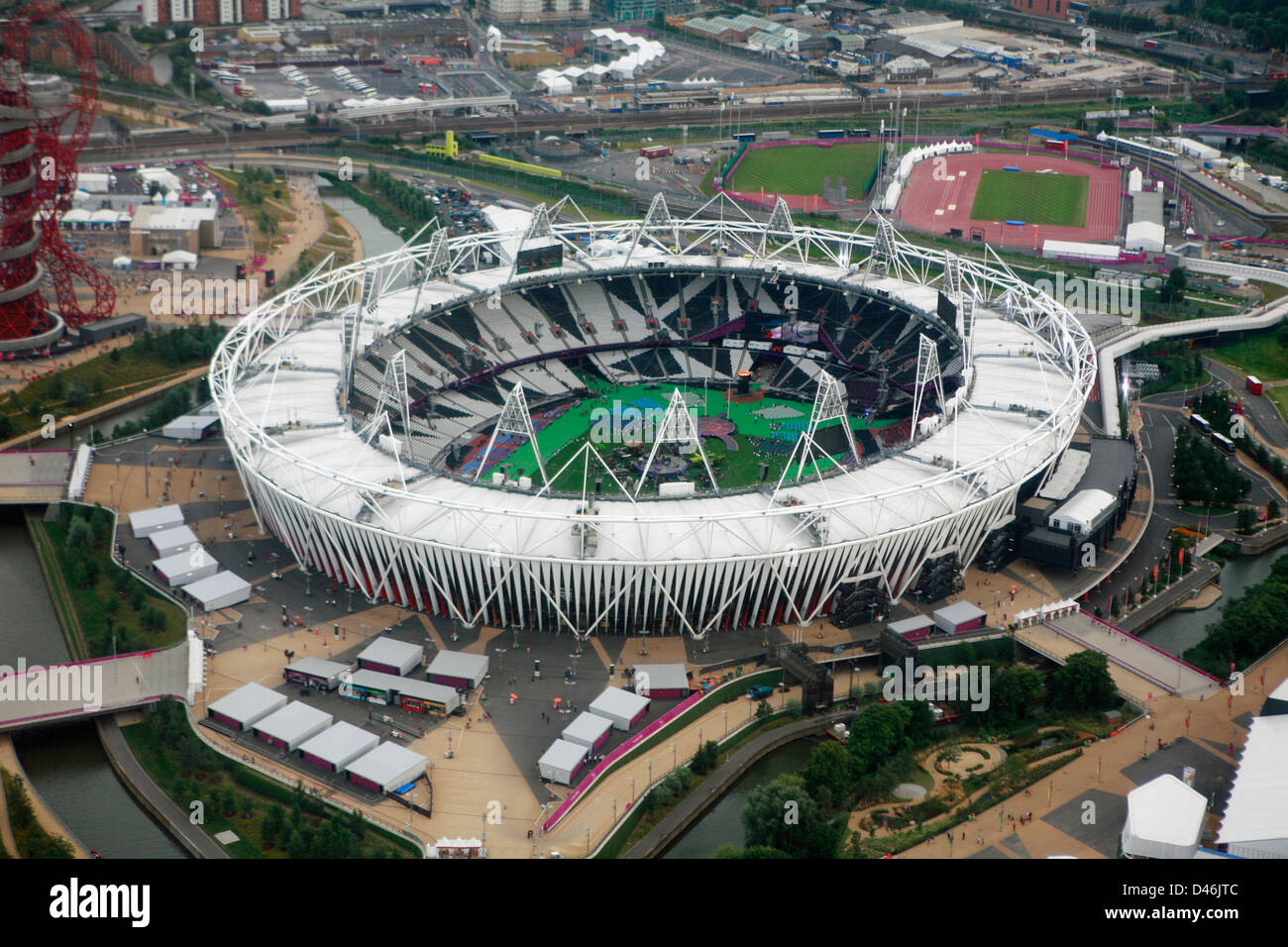London-Olympia-Stadion aus der Luft Stockfoto