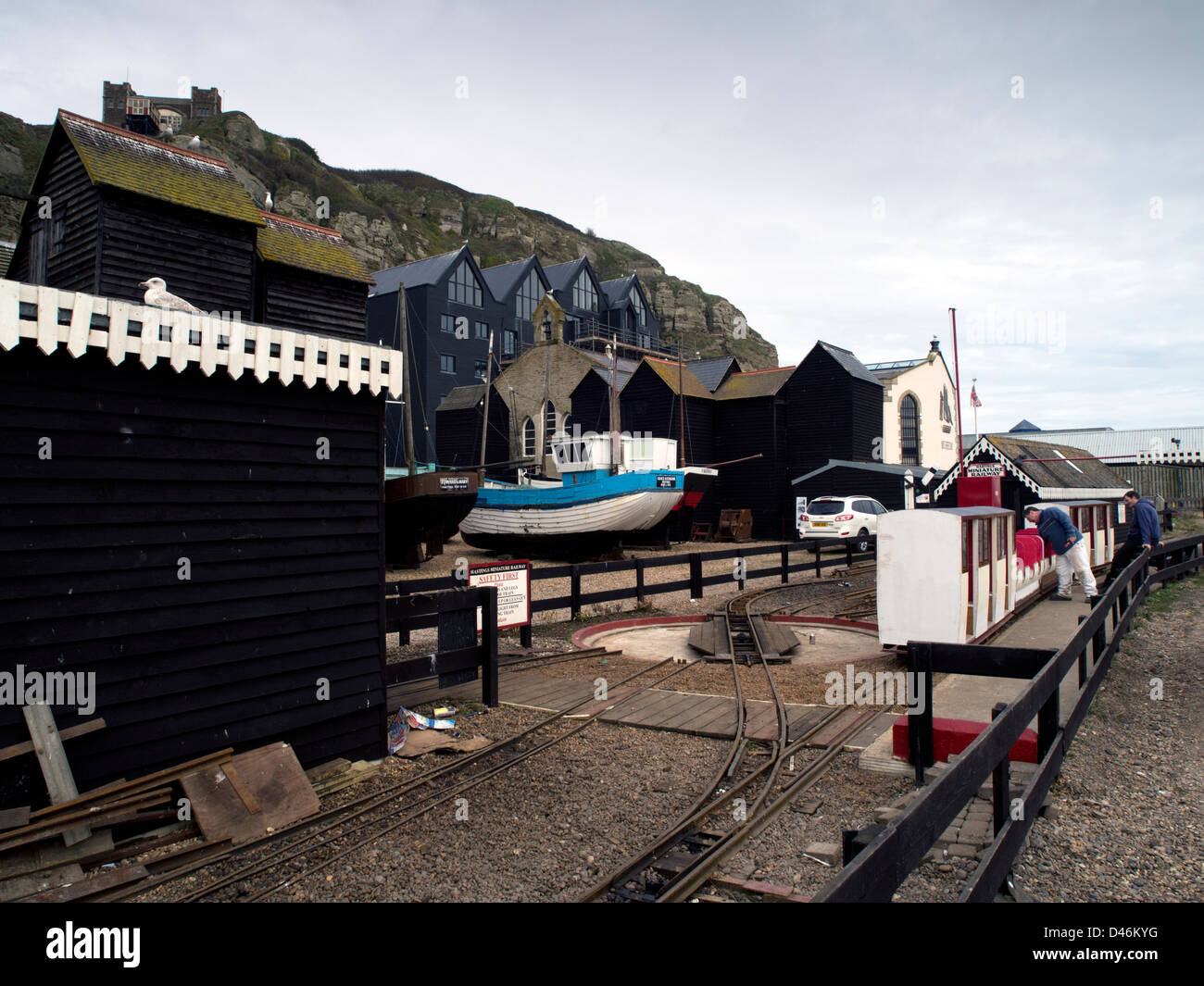 Altstadt direkt am Meer Hastings, East Sussex. Anwärter für UK Kulturhauptstadt 2017 Stockfoto