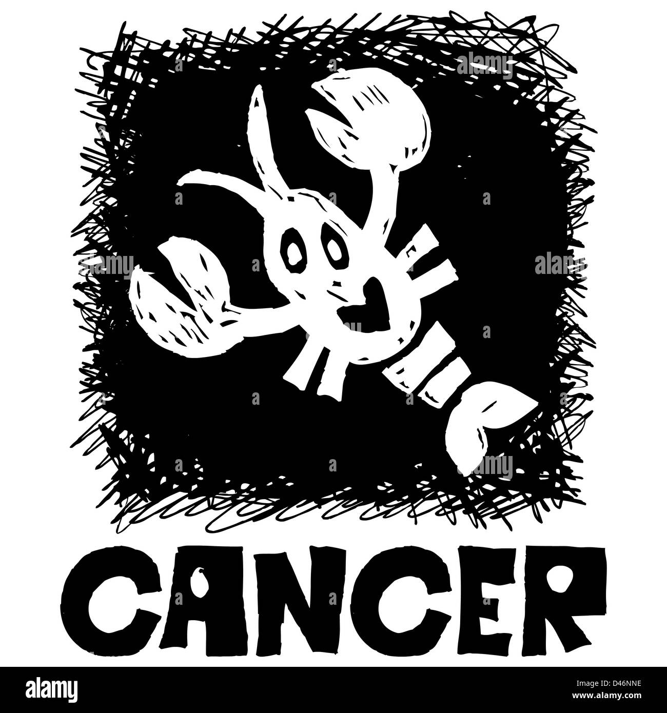 Hand gezeichnet Sternzeichen Krebs Stockfoto
