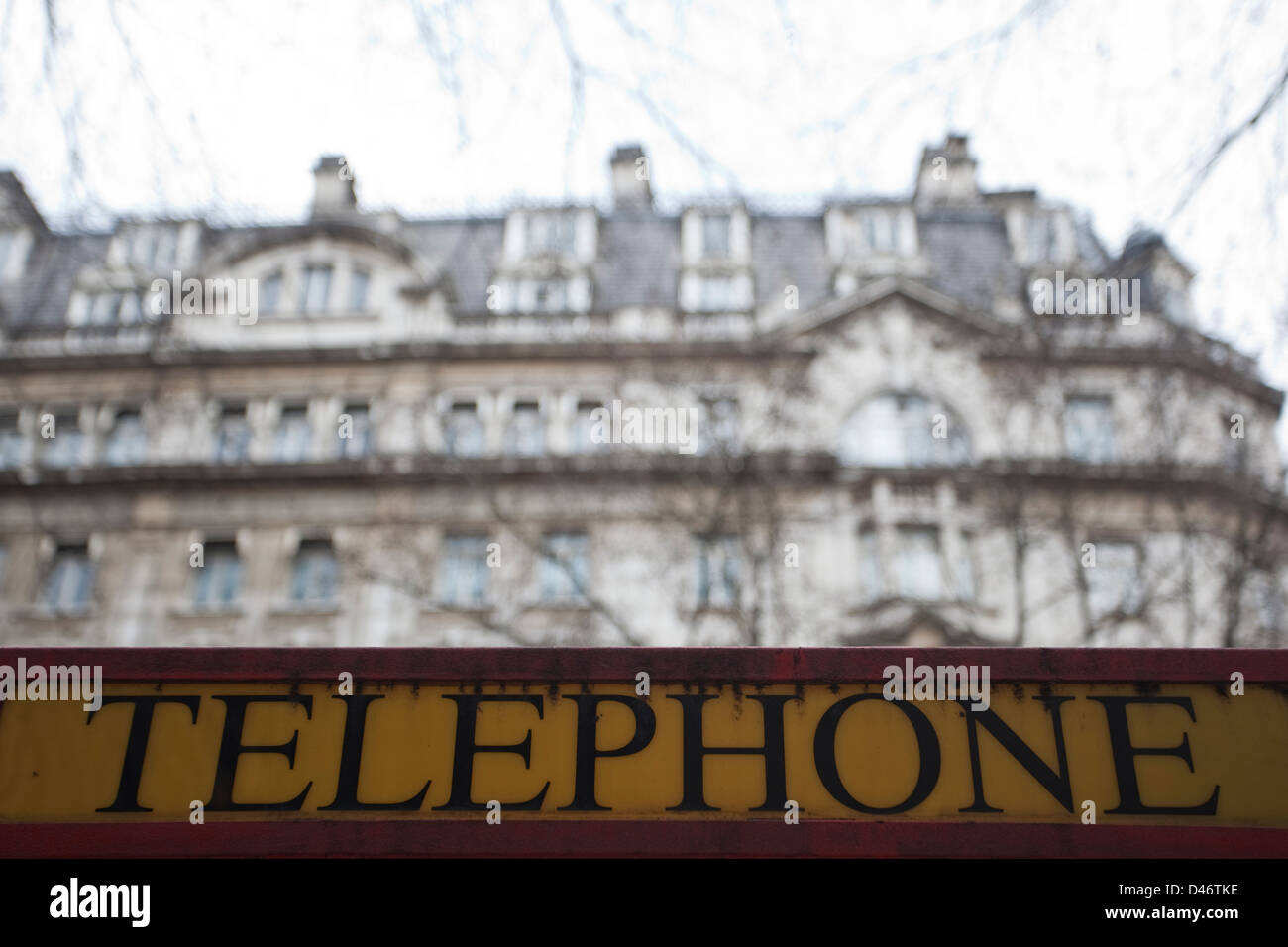 Detail einer Telefonzelle London, Vereinigtes Königreich. Stockfoto
