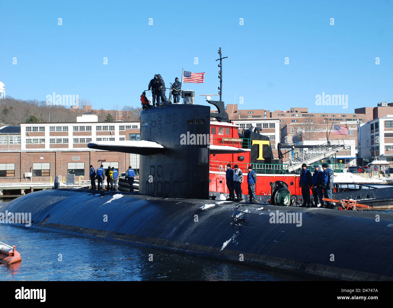 USS Memphis fährt am endgültigen Bereitstellung. Stockfoto