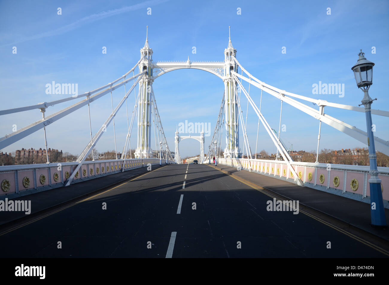Die Albert Bridge über die Themse in Battersea in London Stockfoto