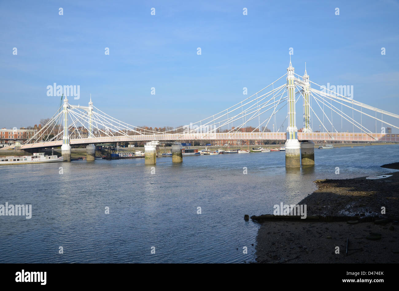 Die Albert Bridge über die Themse in Battersea in London Stockfoto