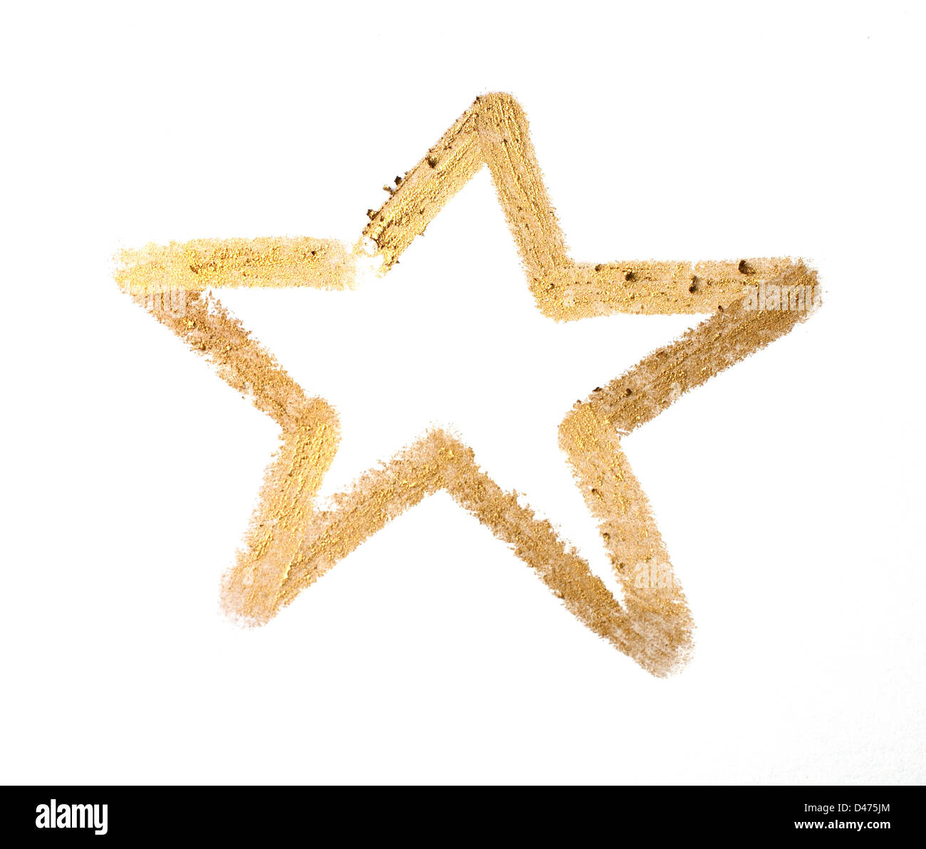 Gold Stern auf weißem Hintergrund ausschneiden im Überblick Stockfoto
