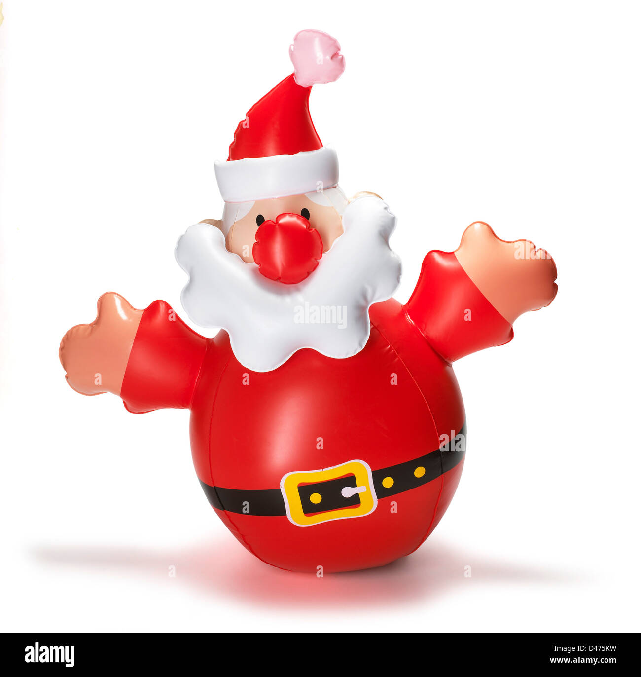 Aufblasbares Spielzeug Weihnachtsmann Ausschneiden weißen Hintergrund Stockfoto