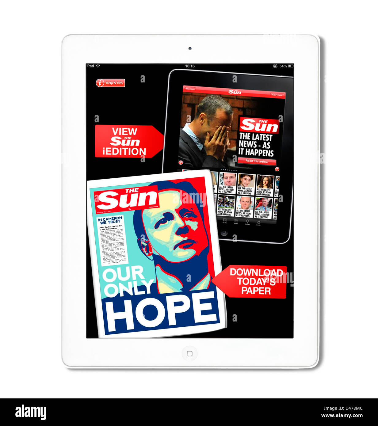 Die Sonne Zeitung app auf einen 4. Generation iPad, UK Stockfoto