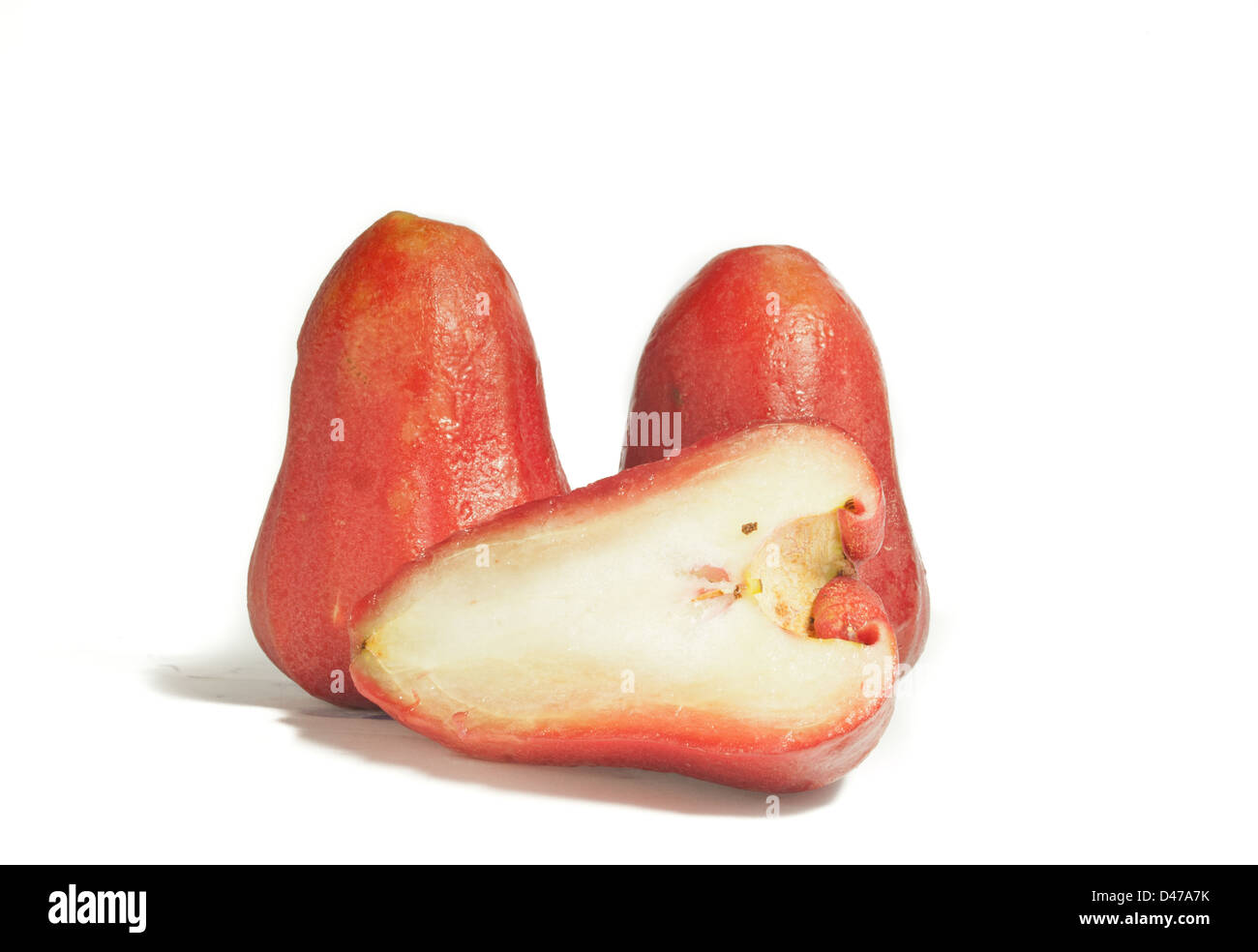 Rose-Äpfel oder Chomphu auf weißem Hintergrund Stockfoto