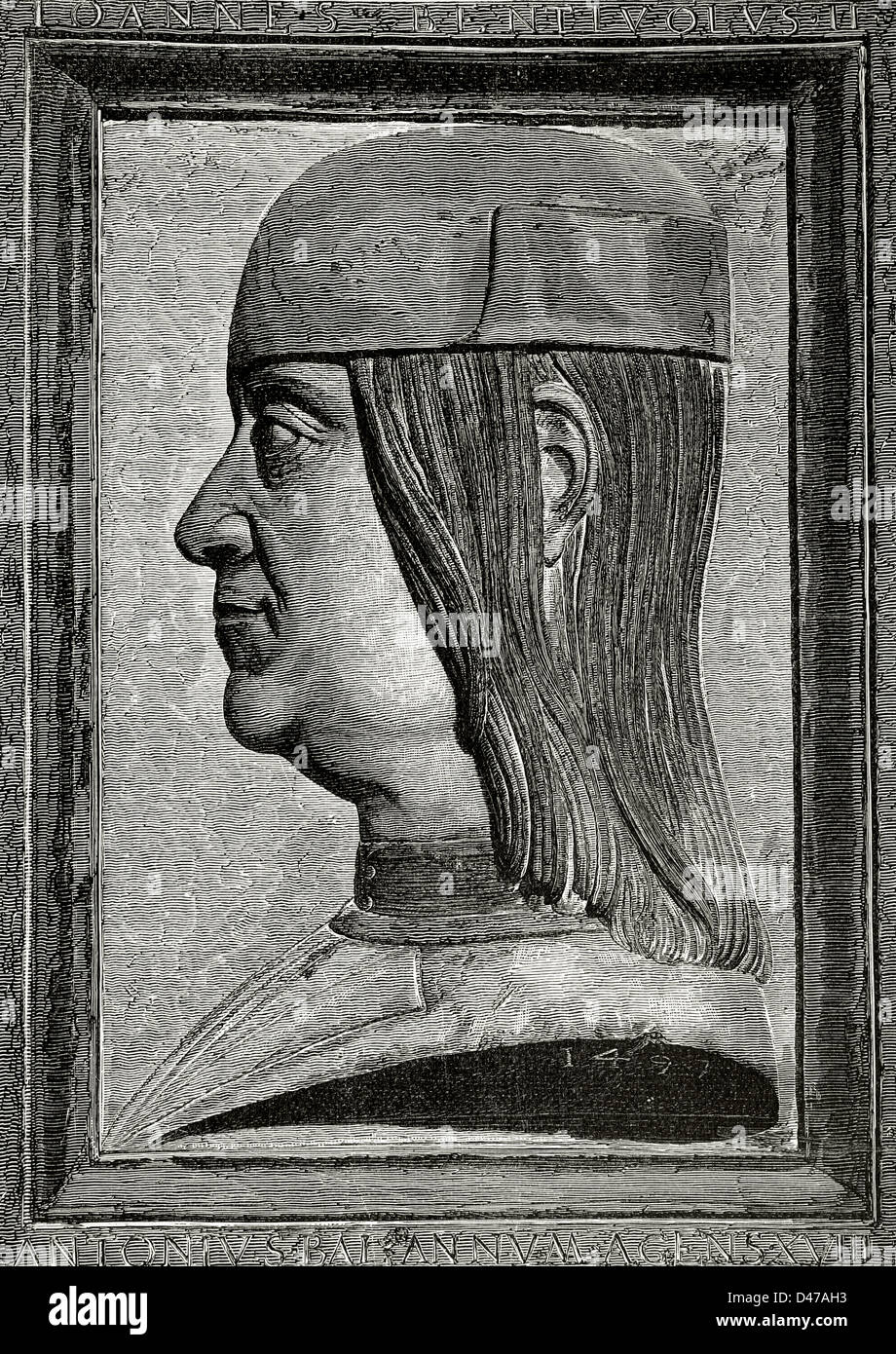 Giovanni II Bentivoglio (1443-1508). Italienische edel. Gravur in die Universalgeschichte, 1881. Stockfoto