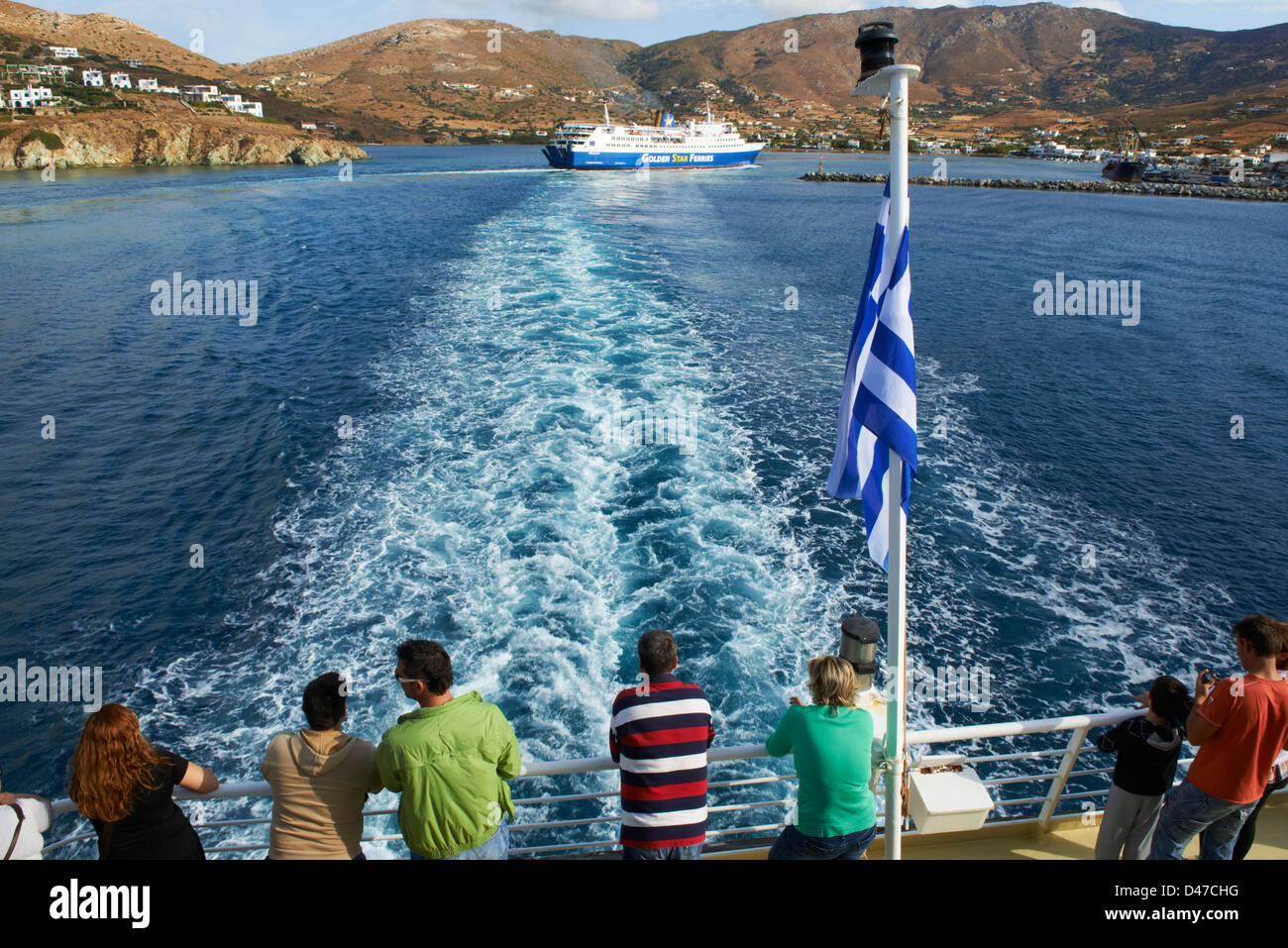 Griechenland, Kykladen, Andros Island, Gavrio Hafen Stockfoto